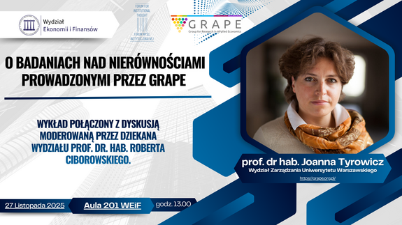 Zaproszenie na wykład prof. dr hab. Joanny Tyrowicz  na Wydziale Ekonomii i Finansów UwB
