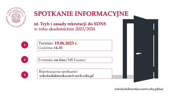 Spotkanie informacyjne: Tryb i zasady rekrutacji do SDNS w roku akademickim 2023/2024