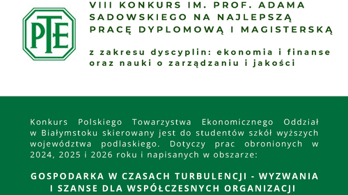 VIII Konkurs im. Prof. Adama Sadowskiego na najlepszą pracę dyplomową i magisterską 2026
